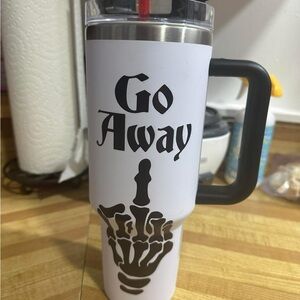 White Travel Mug with Skeleton Design